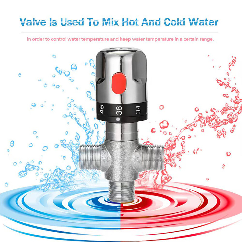 Cross-border foreign trade kitchen bathroom brass thermostatic pipeline valve temperature control mixing valve toilet hot and cold thermostatic valve