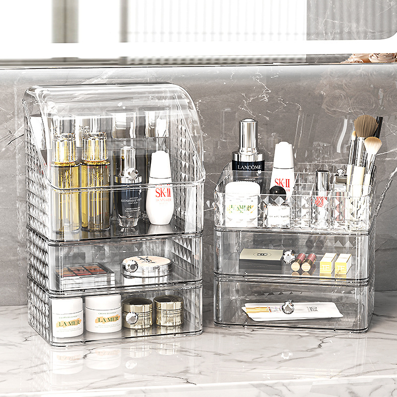Cosmetic Storage Box, Home Desktop Skin Care Product Storage, Makeup Box, Dust-Proof Dressing Table, Washbasin Storage Rack