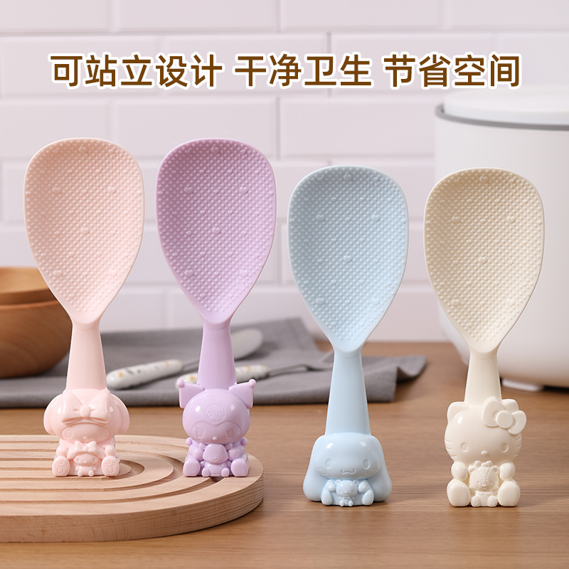 Пластиковая ложка для риса Sanrio, устойчивая к теплу, для домашнего использования, не прилипает