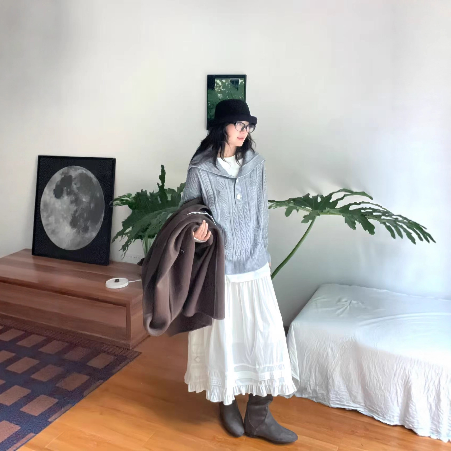 Ранняя Осень Новый Ретро Вязаный Толстый Картон Ручная Вязка Кофта Свитер Кардиган Фабрика Небольшой Заказ Индивидуализация Гибкое Производство