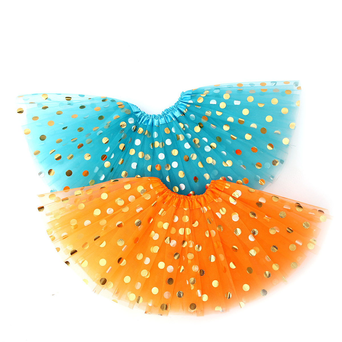Adult Mesh Skirt tutu Skirt Big Round Dot Bronzing Mesh Skirt Three-layer Half-length Dance Skirt