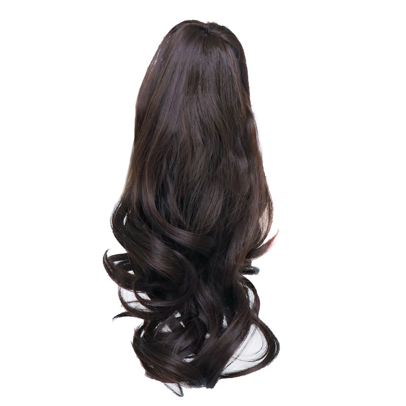 Wig ponytail girl long curly hair clip high ponytail big wave natural realistic fluffy hair increase hair extension piece