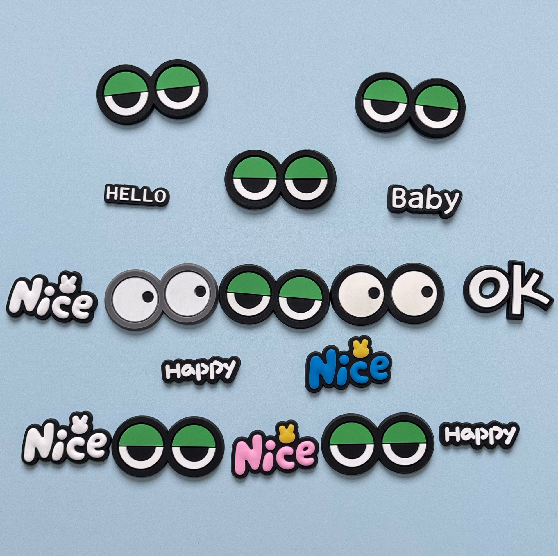 PVC Soft Film Funny Cartoon Creative Green Black Eyes Mobile Phone Shell Decorations DIY Accessories Silicone Decoration