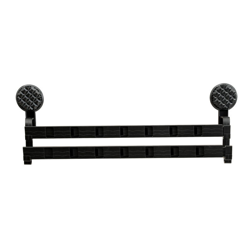 Double-Rod Suction Cup Towel Rack, Rotating and Extendable Bathroom Towel Rack, No-Drill Bathroom Storage Rack, Towel Hanging Rod