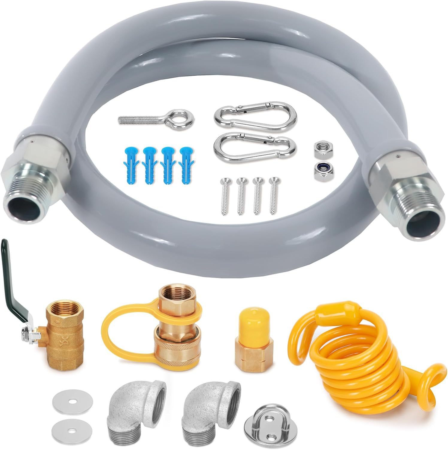 3/4 Commercial Connector Hose Blue Yellow Gray with Universal Head 36 Inches 1675Kit48 Commercial Kitchen Pipe