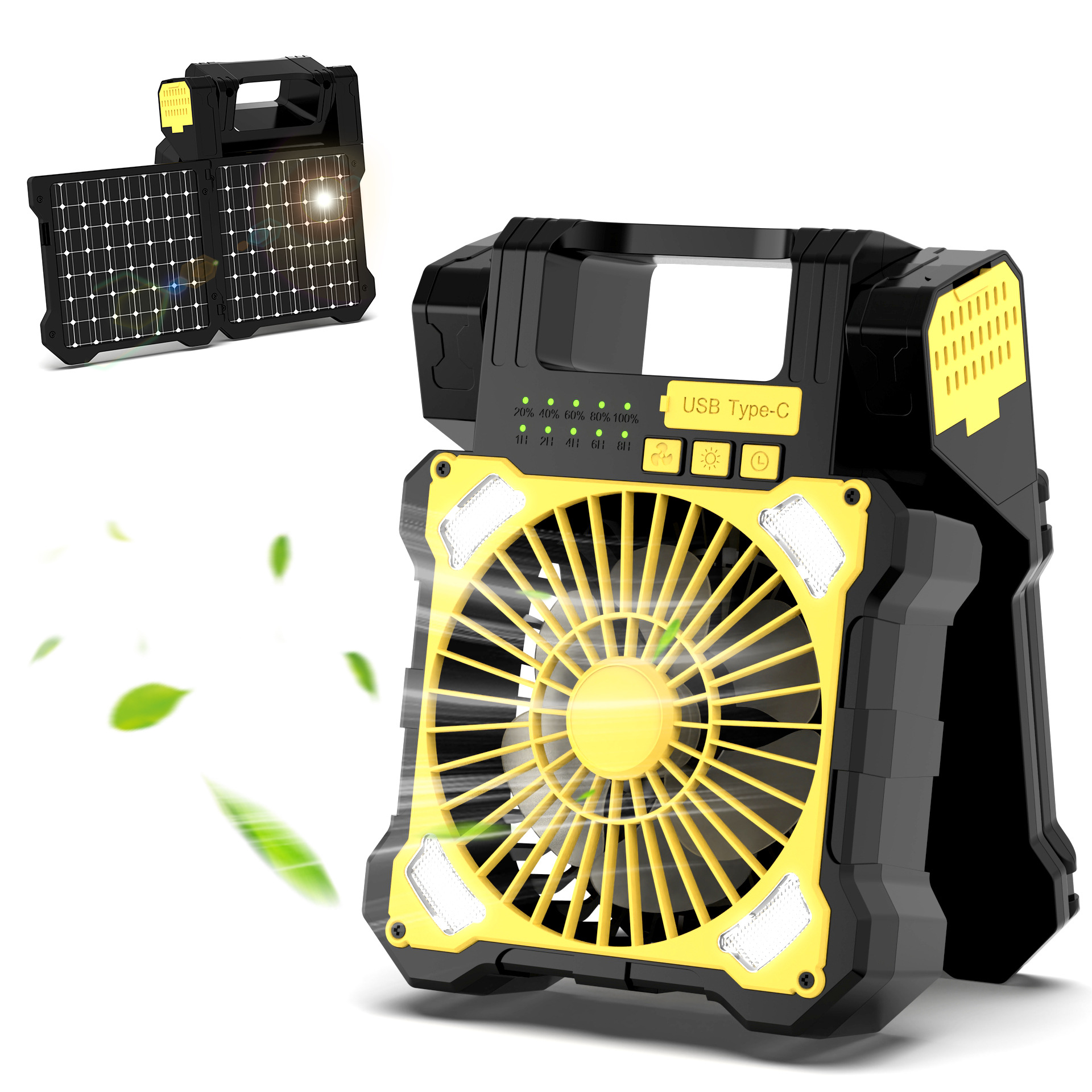 Solar Fan Outdoor Camping Portable Rechargeable Fan Ultra Long Battery Life USB Tent Camping Fan Sample