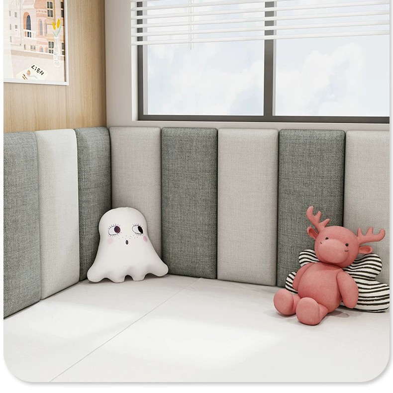 Cotton and Linen Tatami Soft Wall Wrap Self-Adhesive Anti-Collision Wall Sticker Bedside Backrest Soft Wrap Cushion Bedside Soft Wrap Self-Adhesive
