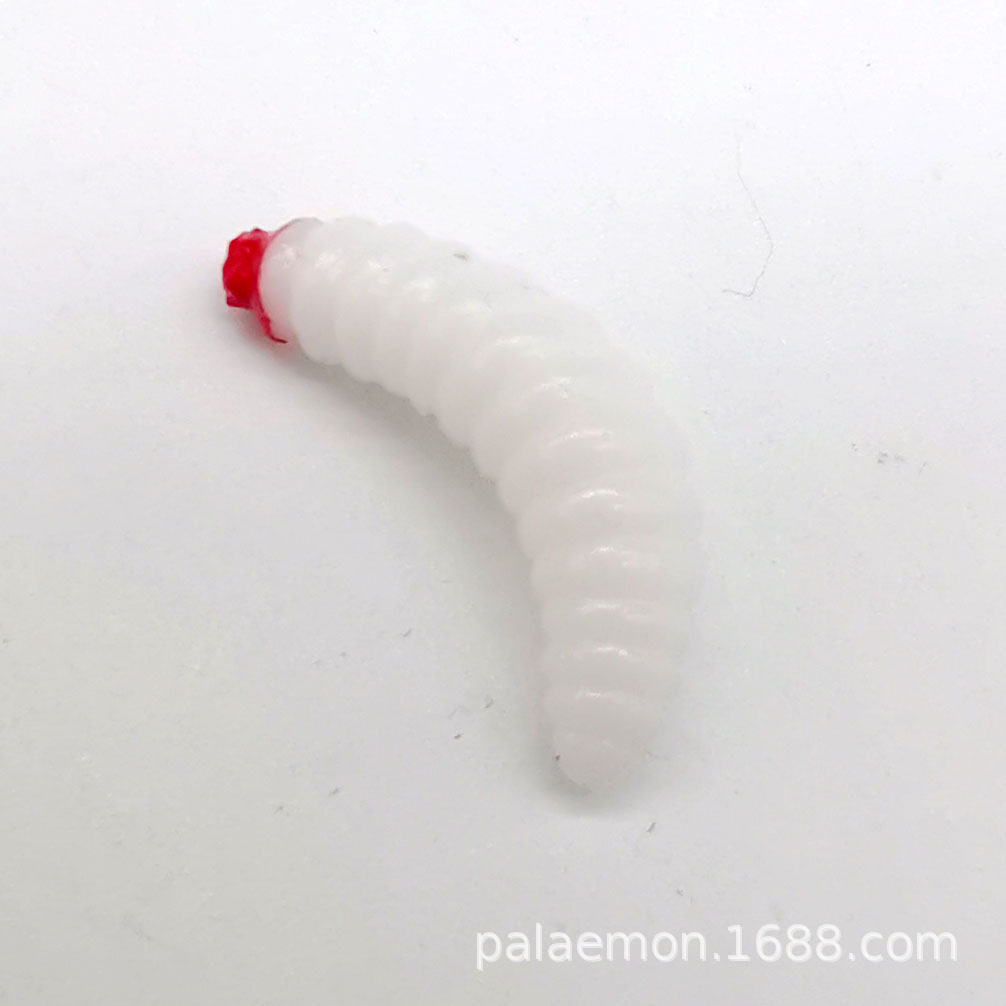 Nabaichuan Palaemon Red Head Bread Insect Bionic Maggot Luya Soft Bait 2.4cm0.5gPVC Soft Insect Fake Bait