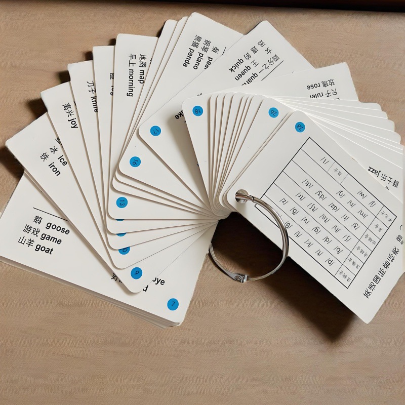 Children's English Word Card Learning Book Customized Letter Phonetic Symbol Early Education Flash Card Student Vocabulary Example Sentence Blank Card