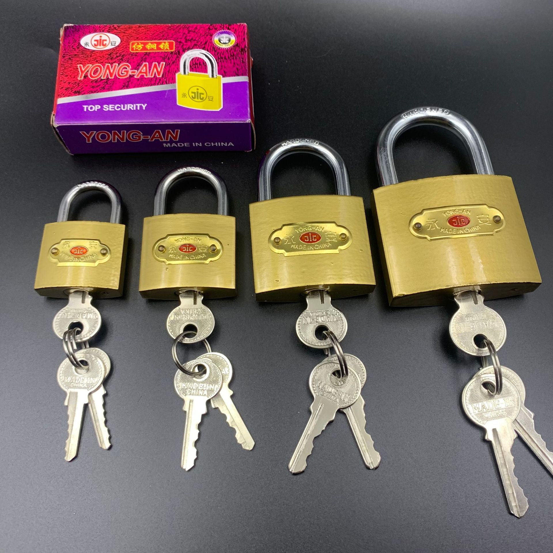 Wholesale iron padlock imitation copper lock one-word lock door padlock multi-key door warehouse lock lock head factory wholesale