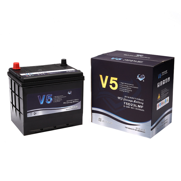 Original Matching V5 Lead-Acid Maintenance-Free Car Battery 12V65Ah High Temperature Resistant Start Car Battery 75D23