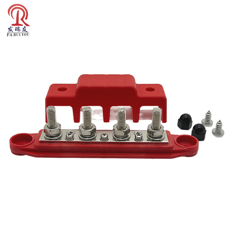 Cross-border yacht saloon ship 4-way junction line row M10 M8 red and black high current 4-position connection stud distribution block