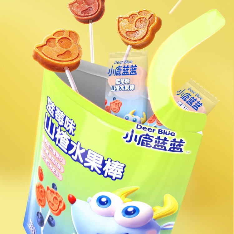 Fawn Blue Blue Hawthorn Stick Fruit Stick Blueberry Flavor Snack for Children Candied Fruit Dried Fruit Meat Stick Hawthorn Lollipop