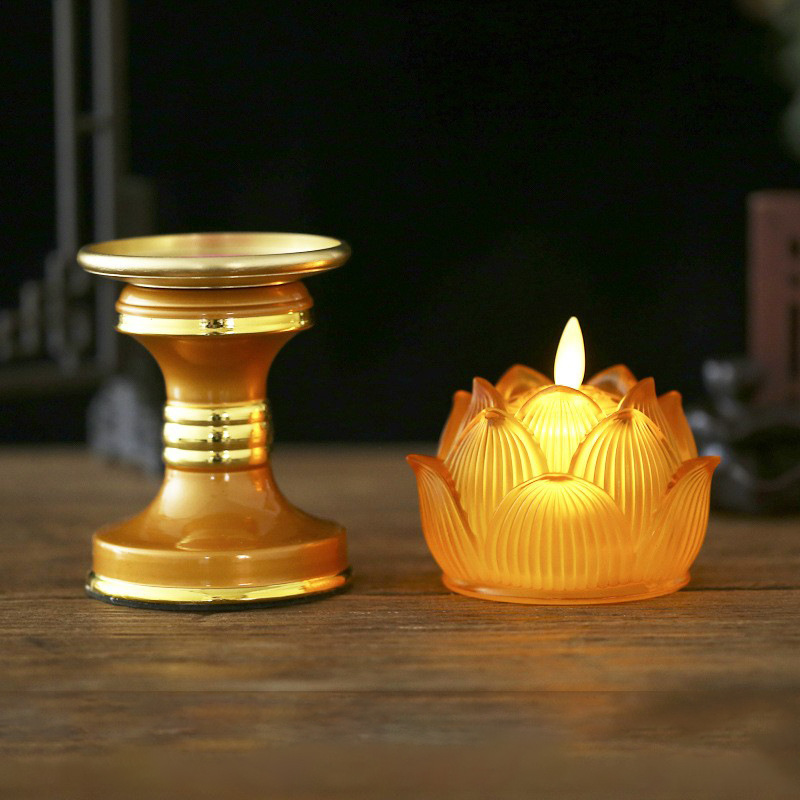New Coloured Glass Lotus Lantern Buddha Lights Home Battery Buddha Lights