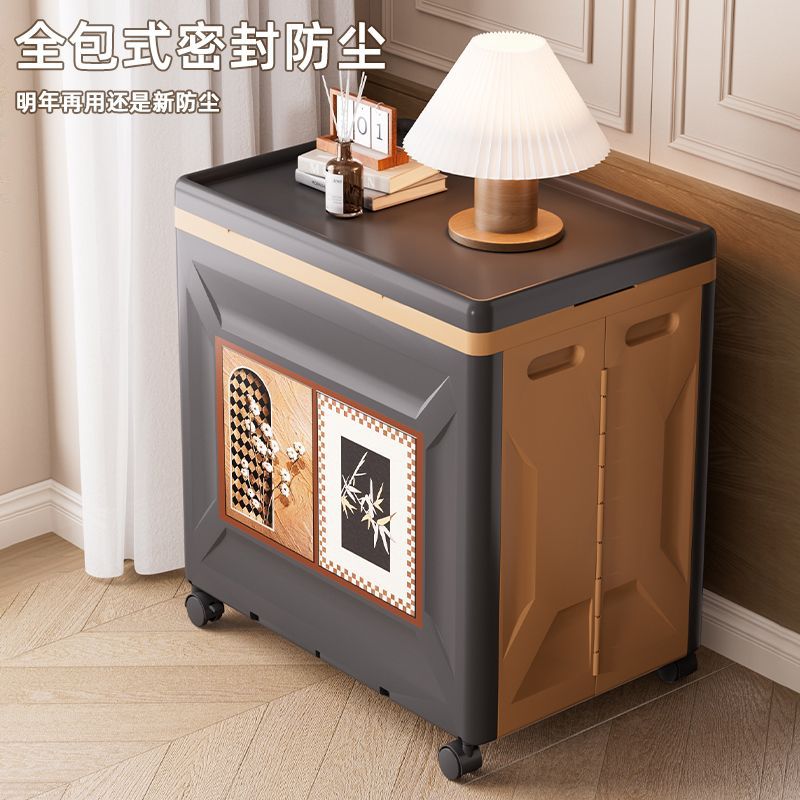 Clothes Storage Cabinet Flip-Top Storage Box Large Capacity Extra Large Storage Box with Pulleys Clothing Quilt Storage Cabinet