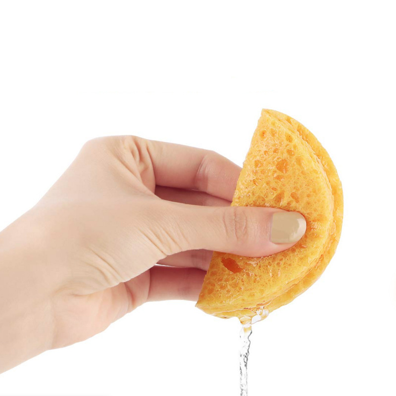 Factory Direct round skin color wood pulp face washing sponge cleaning makeup remover face puff natural compressed wood pulp cotton face washing puff