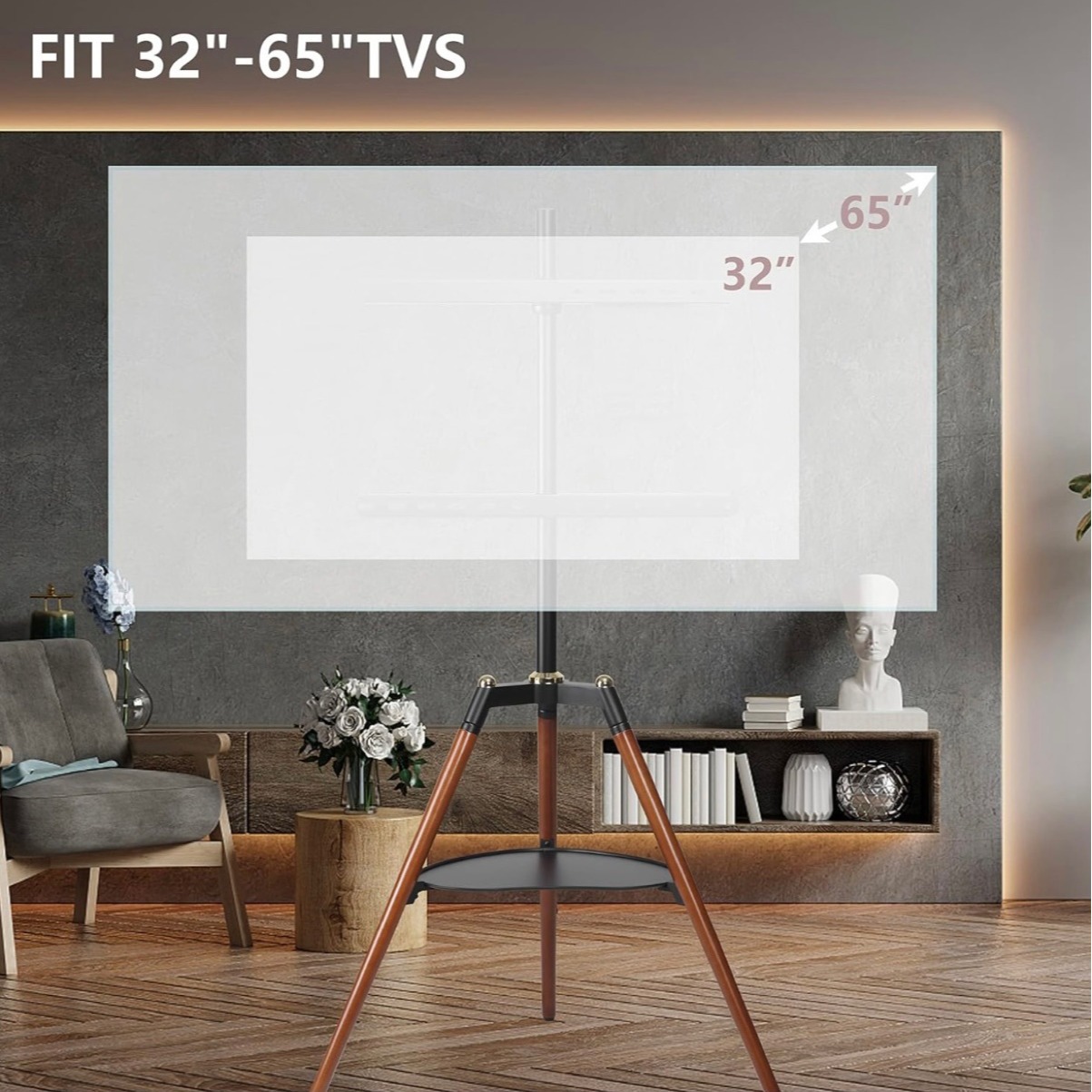 32-65inch Lcd Tv Floor Stand Neutral Minimalist Standing Hanging Rack Living Room Bedroom Art Show Rack