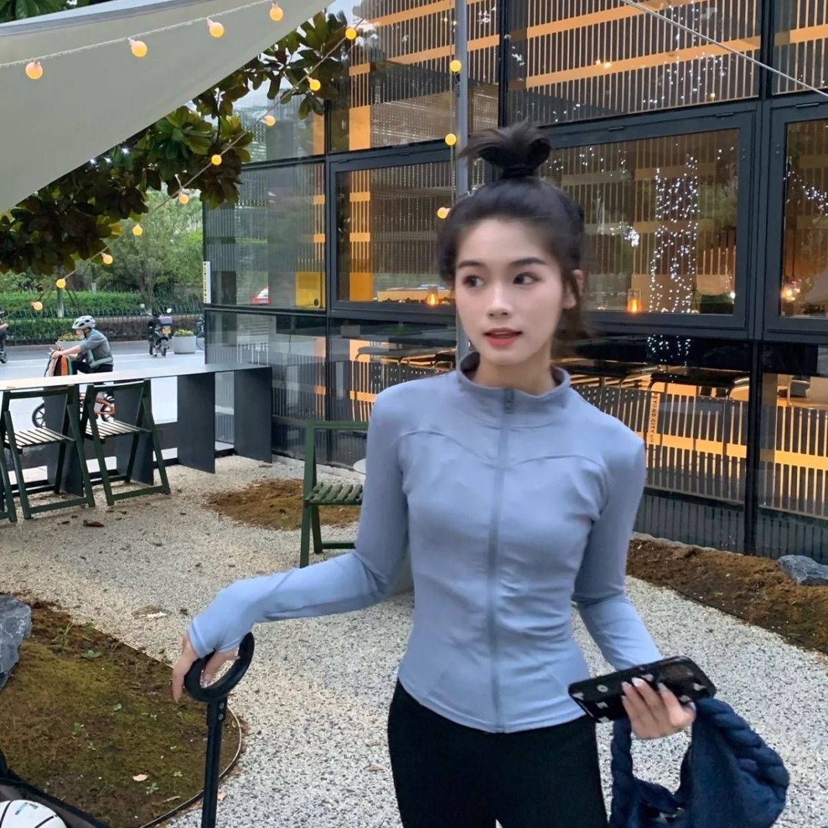 2025 New Slim-fit Cardigan Jacket Yoga Fitness Clothes Thin Top Vertical Collar Nylon Sunscreen Women's Summer