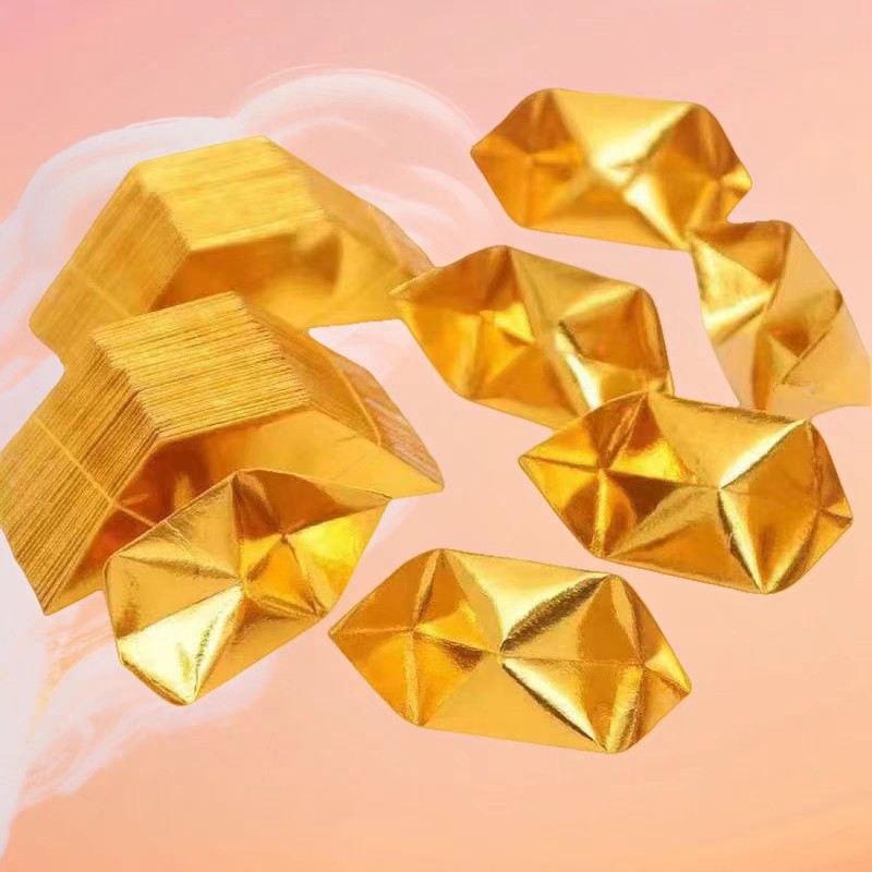 Gold and Silver Paper Funeral Supplies Buddha Machine Folded Gold Ingots 10×13 Hardcover 40k Semi-Finished Gold Grams