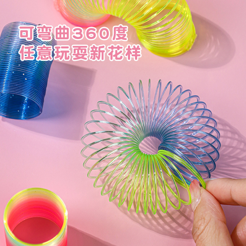 New Sequin Color Rainbow Spring Ring Children's Magic Spring Ring Jenga Wholesale Mini Rainbow Ring Jenga