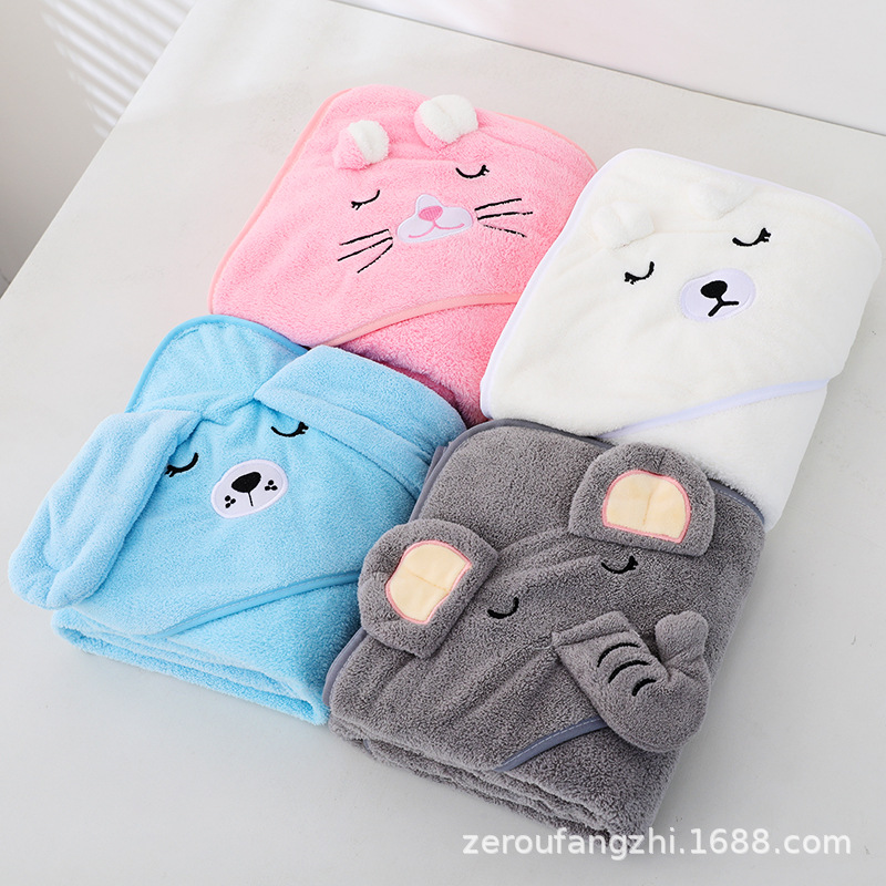 Пуховый детский плащ-банный полотенце для новорожденных, милый мультяшный халат