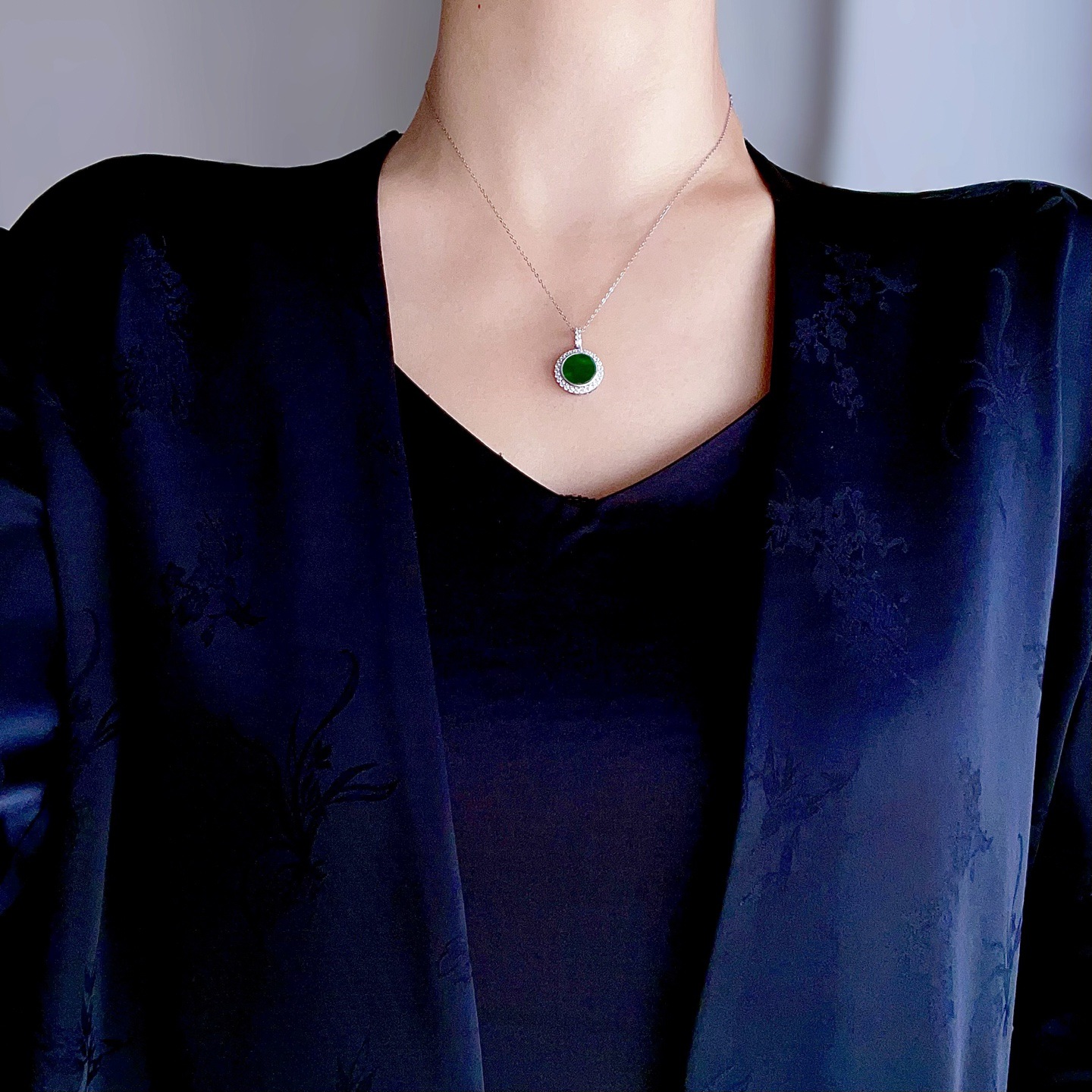 Natural Burmese Jadeite Disc Set S925 Sterling Silver Popular Light Luxury Jadeite Jewelry Ring Tiktok Jewelry Supply