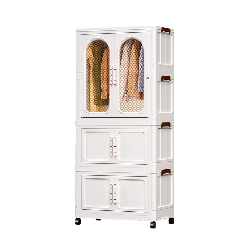 Thickened Storage Cabinet Home Bedroom Baby Wardrobe Wheeled Storage Box Multi-Layer Foldable Clothing Toy Storage Cabinet