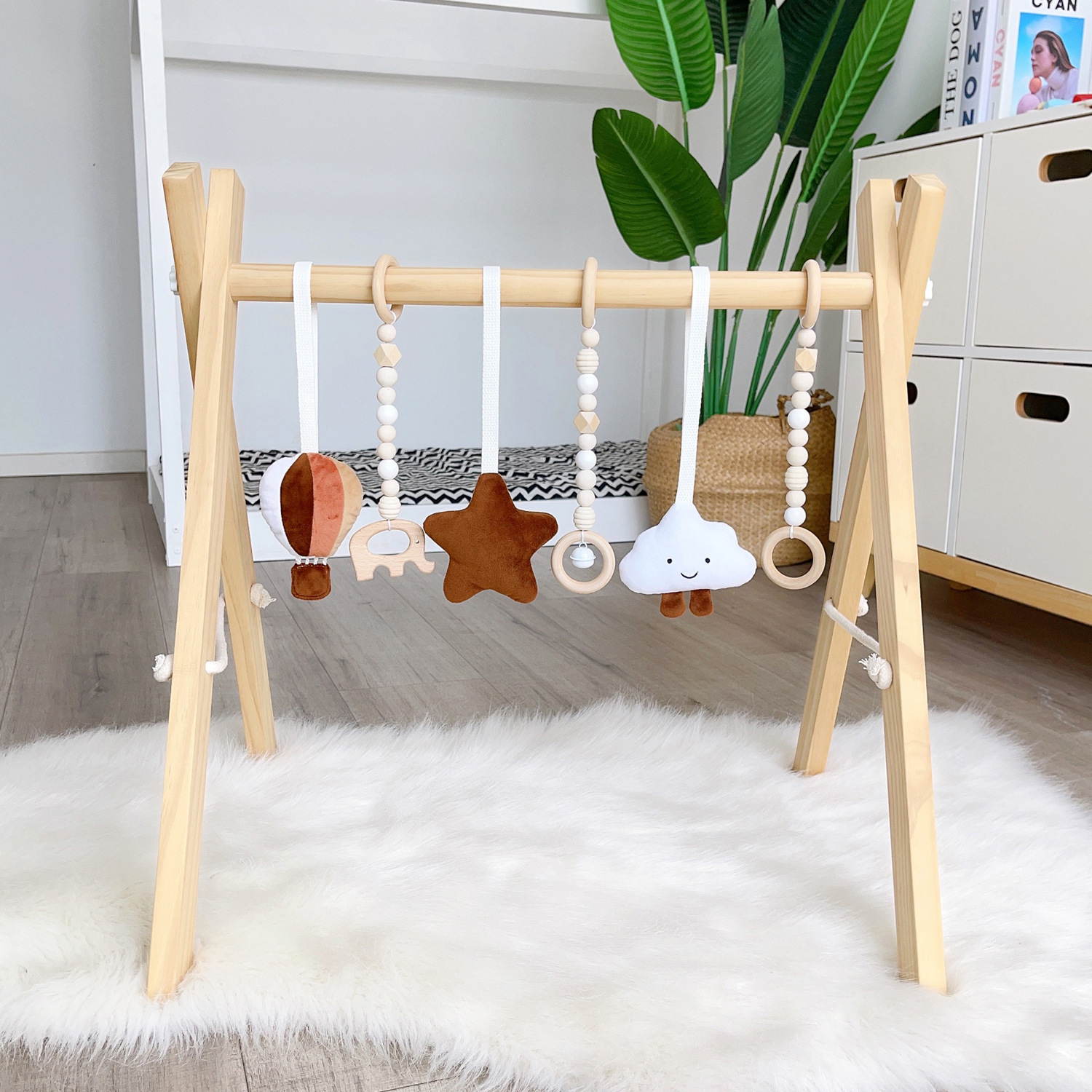 Customized Wooden Fitness Equipment Ornaments Newborn Baby Baby Fitness Rack Children's Toy Bell