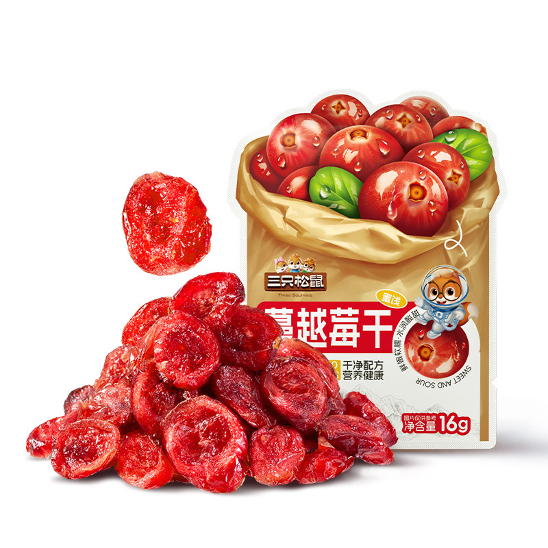 [Three Squirrels Cranberry Dried 16g] Food Dried Fruit Snacks Candied Cranberry Dried