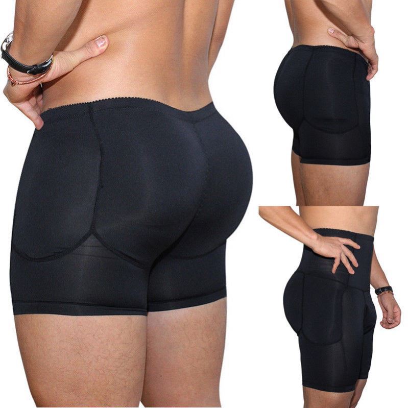 Men's Boxers Underwear Black Padded Butt Enhancer Booty Boost
