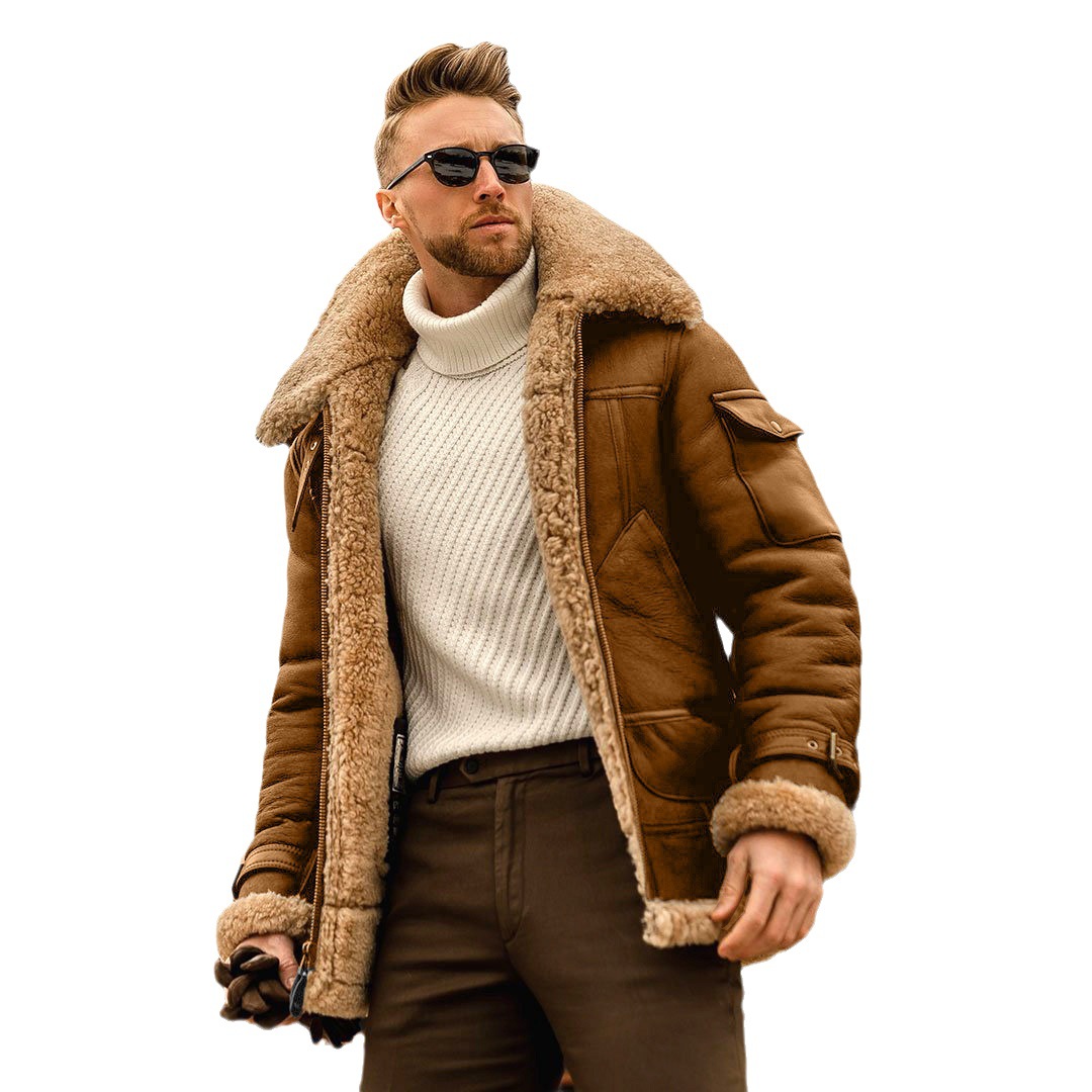 In stock wholesale 2023 warm winter men's fur coat thickened faux fur fur jacket independent station