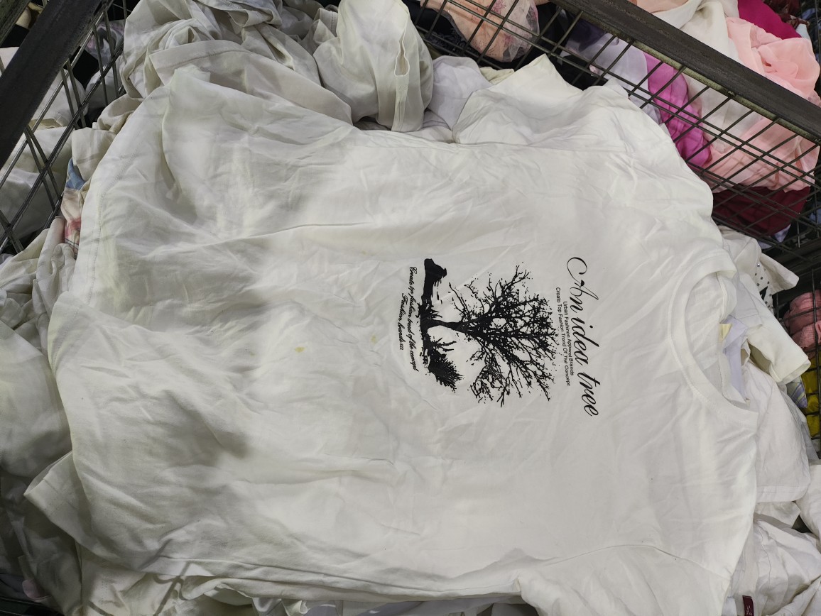 Second-Hand Clothes, Old Cotton White T-Shirts with Patterns, Exported to Africa, Southeast Asia, Vietnam and Thailand, Live Broadcast Supply Selection