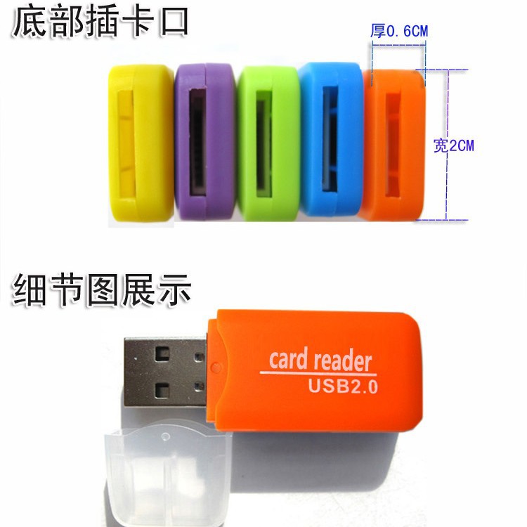 Cool Card Reader Microsd/Tf Card/Mobile Phone Memory Card High-Speed Usb2.0 Card Reader Factory Store Wholesale