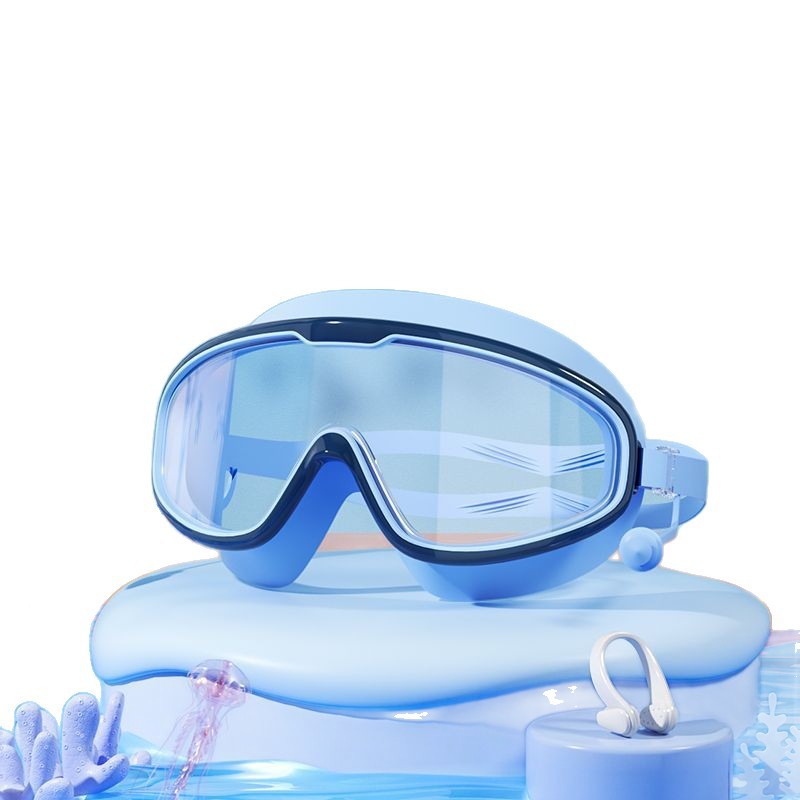 Swimming Goggles Waterproof and Anti-Fog Swimming High-Definition Professional Men's and Women's Large-Frame Swimming Goggles Kidsren's Diving Swimming Cap Set Equipment