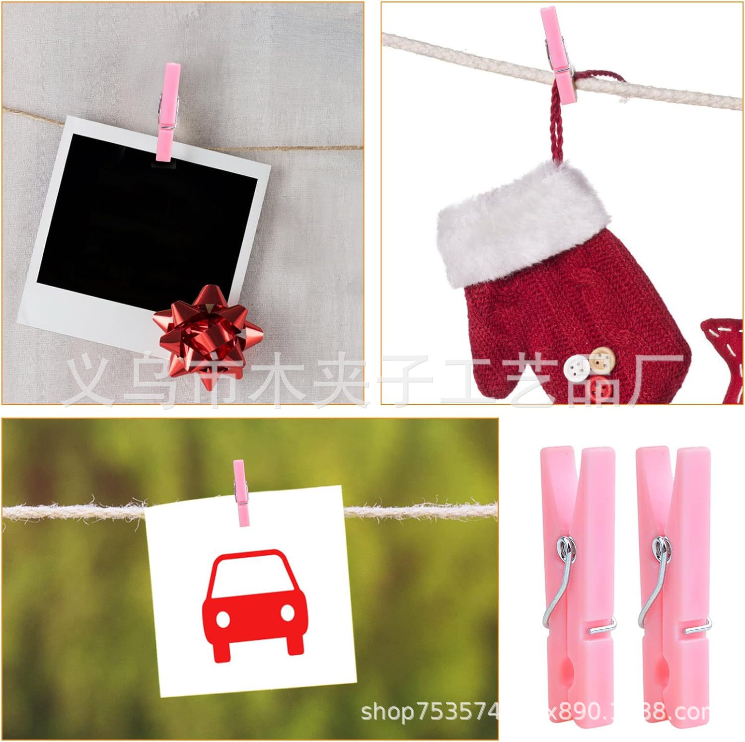 Factory direct pink plastic mini clip transparent small clip diy decorative photo clip pink plastic small clip