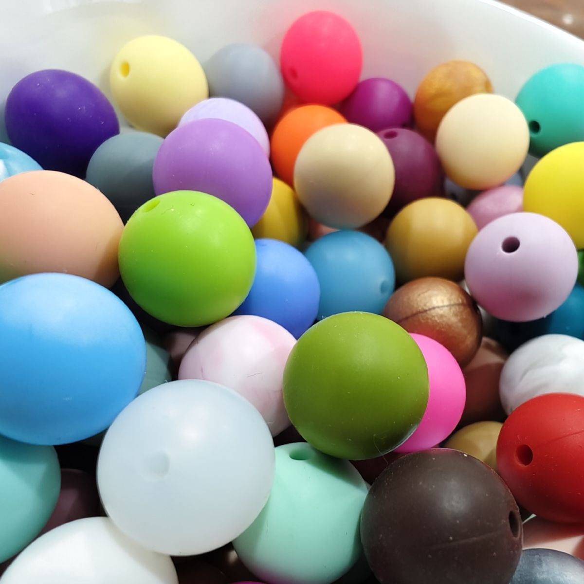 15mm Silicone Beads Round Beads Candy Color Edible Grade Silicone Baby Teether Bracelet Necklace Loose Beads in Stock