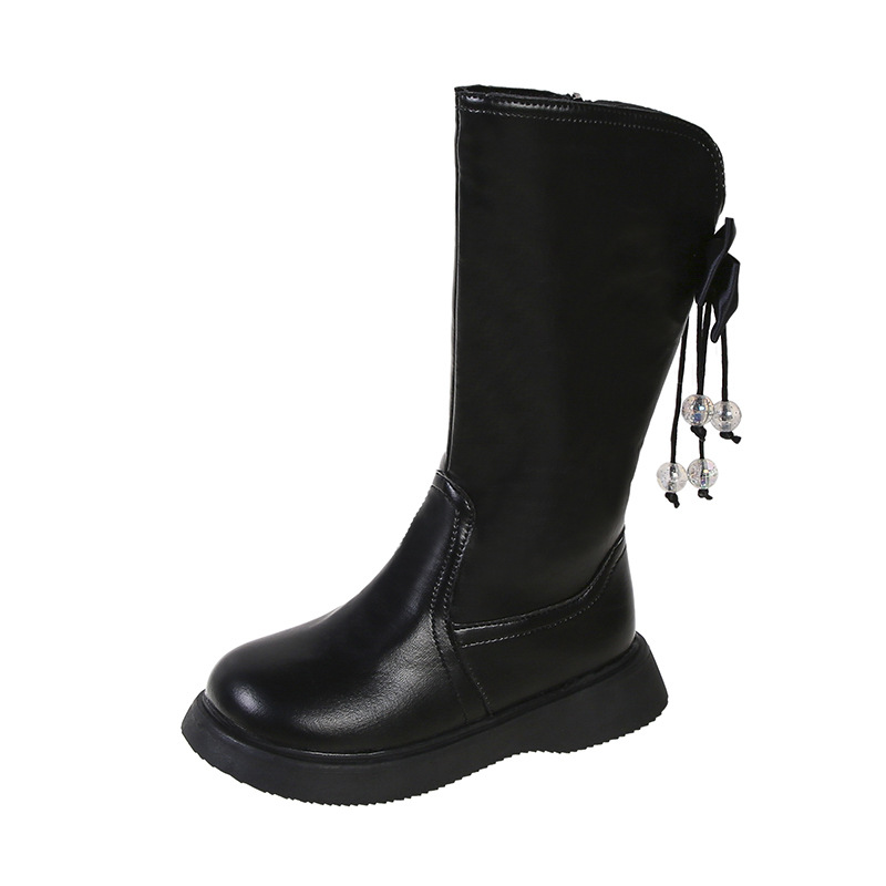 Girls Martin Boots 2024 New fleece-lined Winter Styline Princess Shoes British Style Children's Long Boots Girls Boots