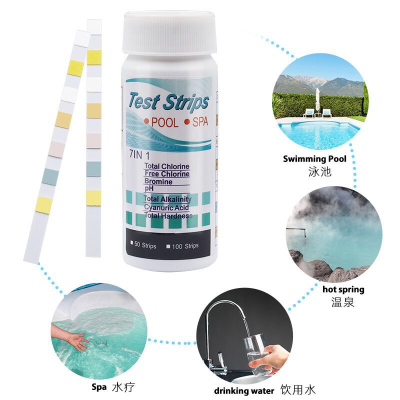 7-in-1 swimming pool test paper ph test paper water quality test paper residual chlorine ph water quality test strip wholesale
