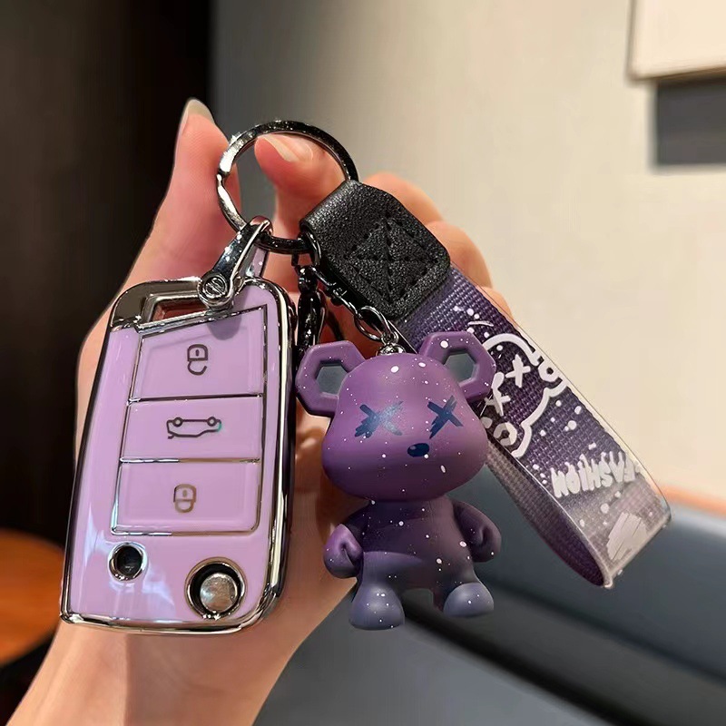 Car Key Cover Suitable for Volkswagen, Bmw, Tiguan, Lingdu, Lavida, and Multiple Models with Lanyard Buckle and Car Key Shell