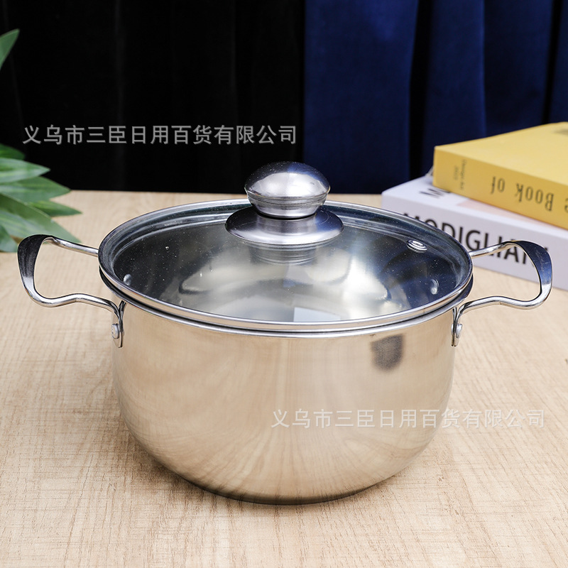 Кастрюля для супа Porth 18 см из нержавеющей стали с крышкой, круглая, утолщенная, не магнитная