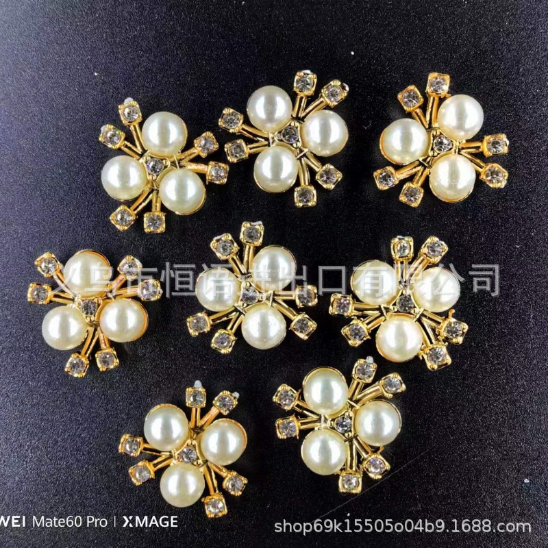 Пластиковые аксессуары для обуви, сумок, ремней и головных уборов в виде цветка с тремя жемчужинами и бантом, антикварный стиль