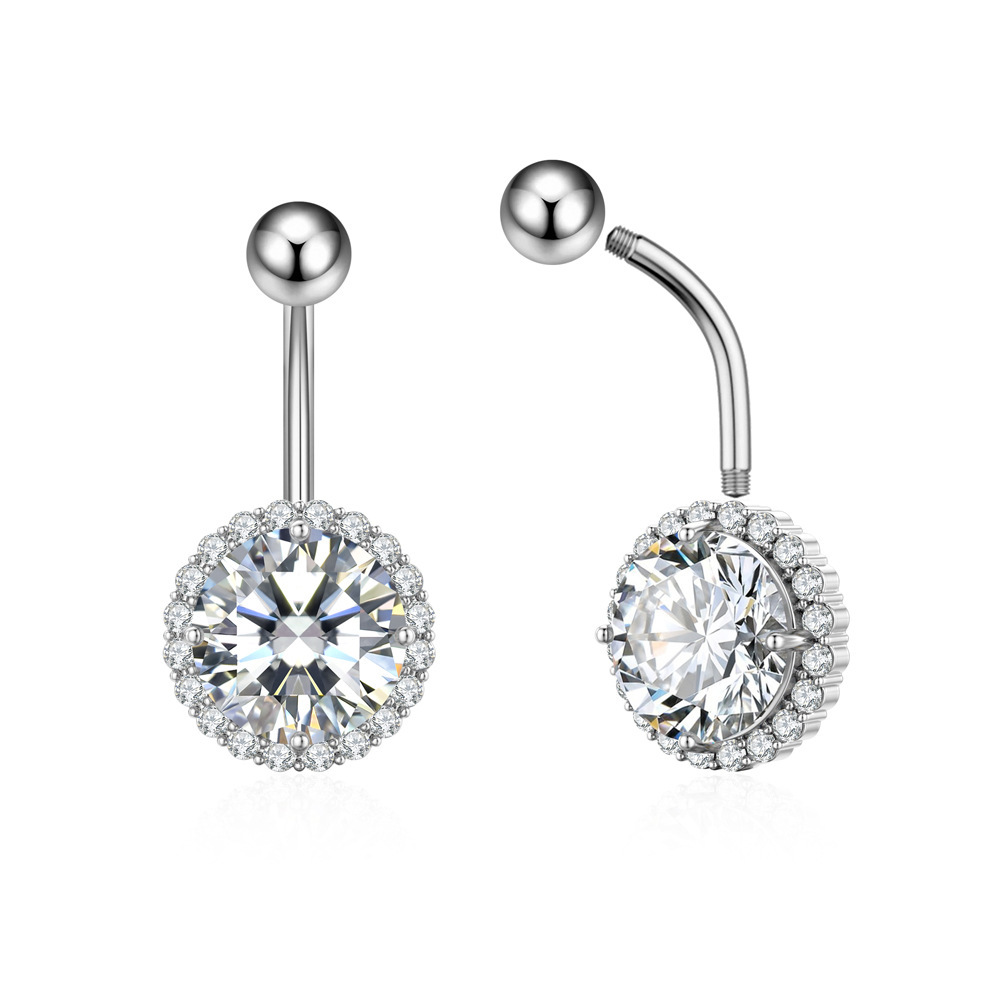 Classic navel nail European and American cross-border essential jewelry 316 stainless steel zircon hot selling body piercing navel nail