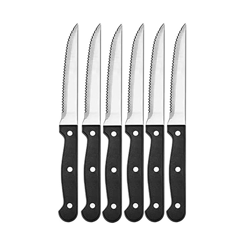 in stock pointed stainless steel 4.5 inch steak knife plastic handle serrated steak knife hotel household special table knife