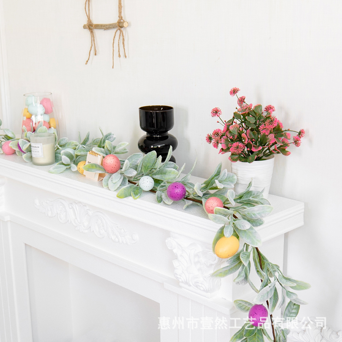 Amazon's Hot-Selling Simulated Rabbit Ear Leaf Egg Rattan Party Decorations Simulated Plant Flocking Vine Hangings