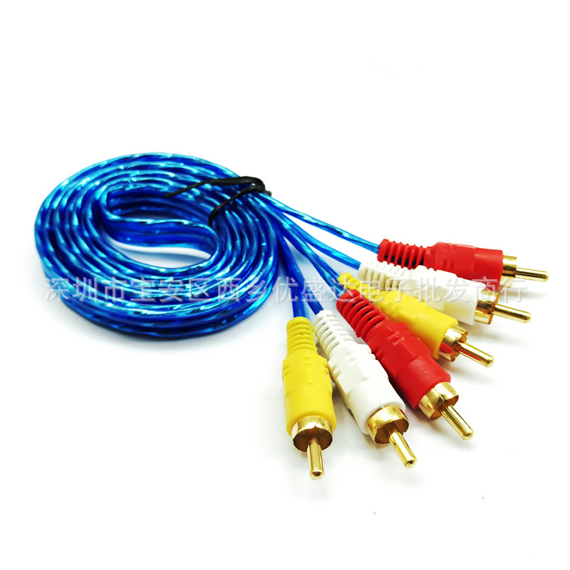 Transparent 1.5 m 3 to 3 Lotus Line Audio and Video AV Line 3 to 3RCA Set Top Box dvd Cable TV AV Line