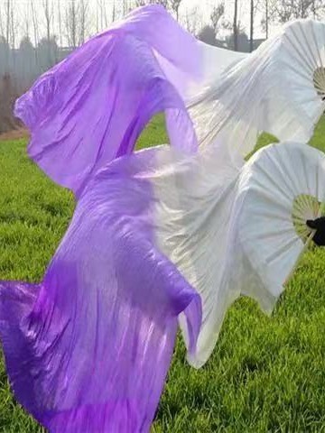 Long Silk Dance Fan Dancing Fan Square Dance Fan Three-color Gradient Flame Fan Belly Dance Fan Children's Dance Fan