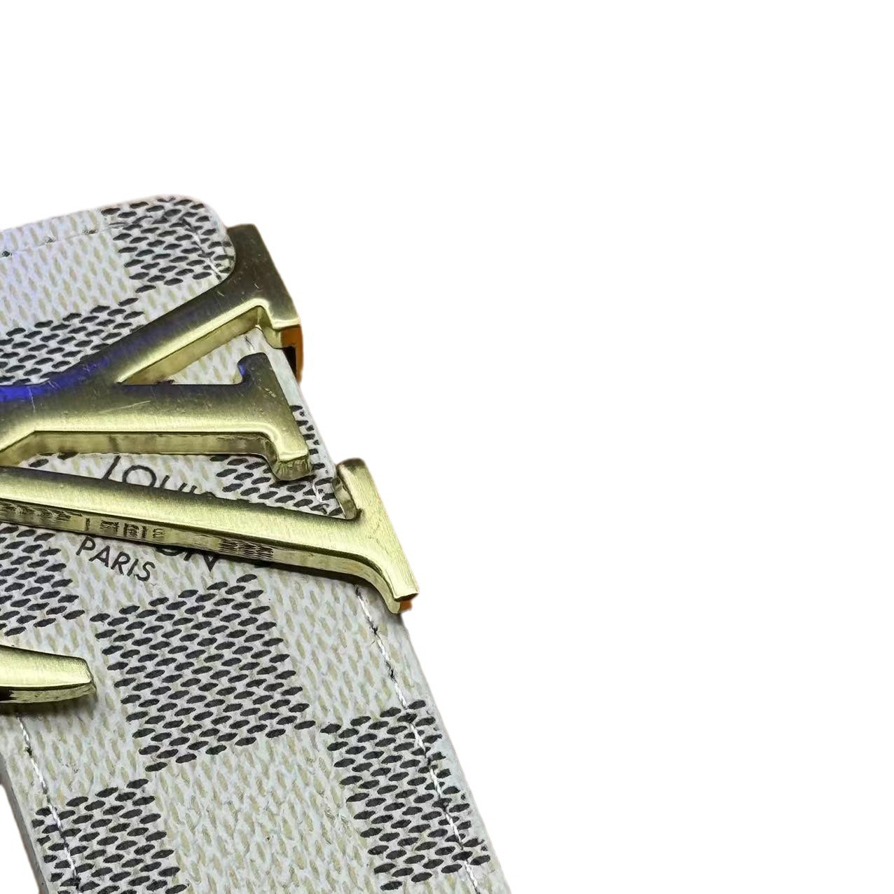 New L Men's Belt Smooth Buckle V-shaped Female Belt Youth Plaid Trouser Belt Trendy Casual Business Belt