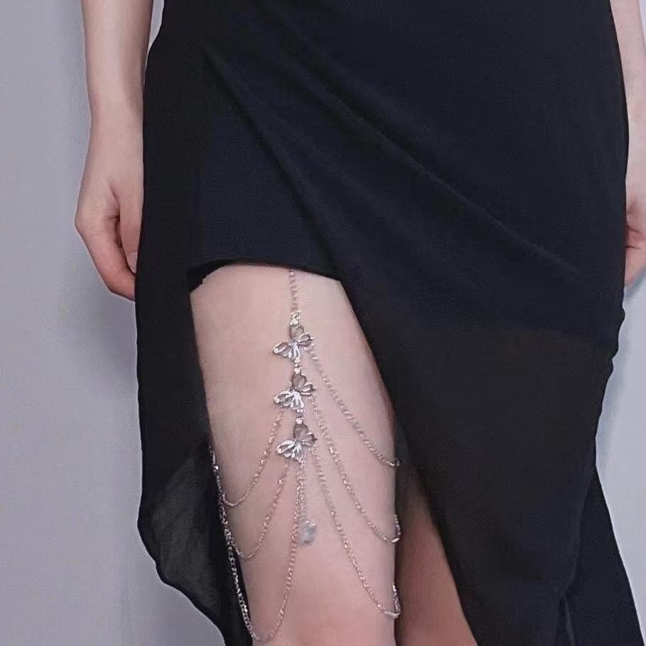 Европейские и американские кросс-браундер горячие продажи экстравагантная цепочка на ногу сексуальная личность эластичная веревка многоуровневая золотая бабочка цепочка для тела