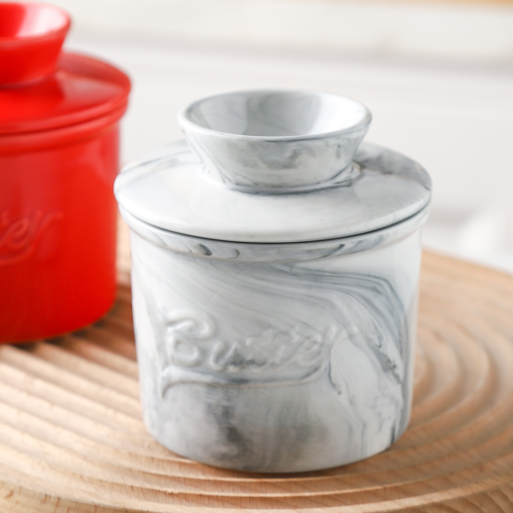 Cross-border Ceramic Butter Pot Foreign Trade Butter Tank Water Sealed Cheese Sealed Tank with Lid Creative Western-style Butter Box