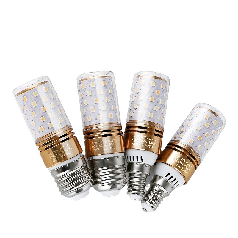 Full Spectrum Light Bulb Led Energy-Saving Lamp Super Bright Household Screw Corn Lamp E27E14 Crystal Chandelier Pull Tail Tip Bulb